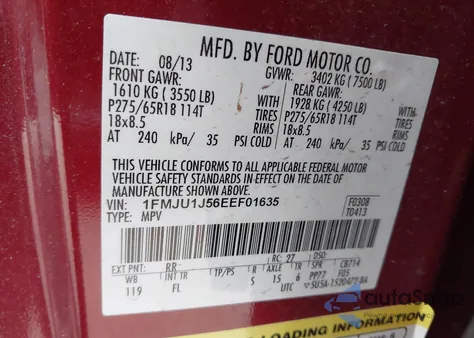 2014 Ford Expedition Xlt from USA, damaged, VIN 1FMJU1J56EEF01635